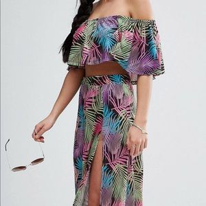 ASOS petite tropical beach print top & skirt!